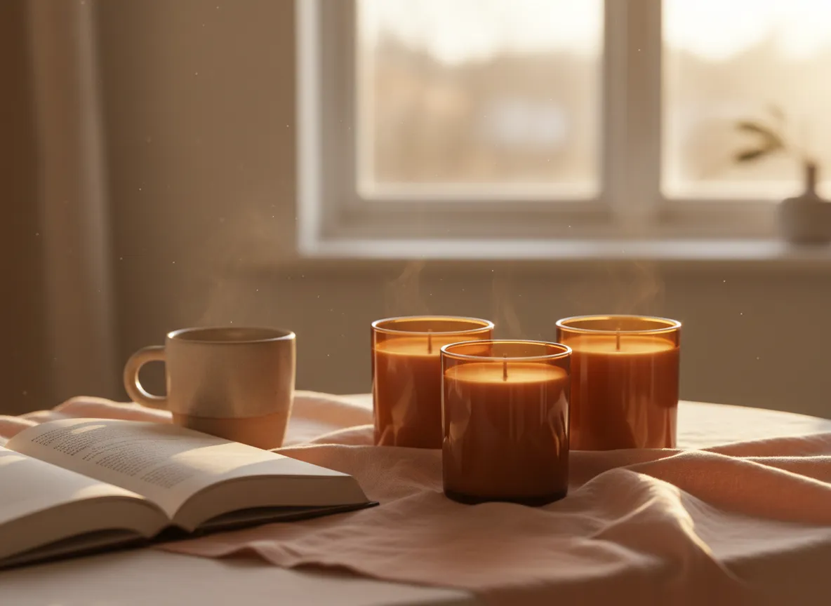 Cozy candle scene with soft light